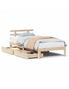 Giroletto con Cassetti 90x200 cm in Legno Massello di Pino 2