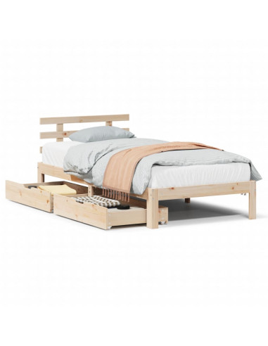 Giroletto con Cassetti 90x200 cm in Legno Massello di Pino