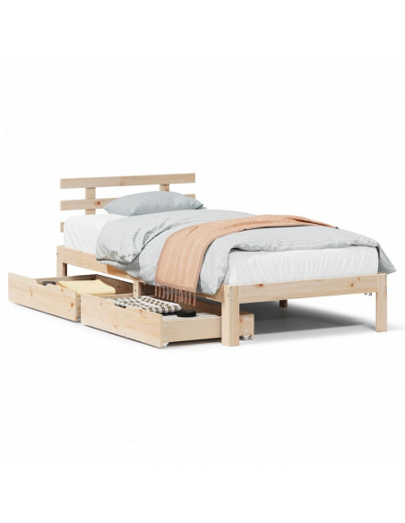 Giroletto con Cassetti 90x200 cm in Legno Massello di Pino