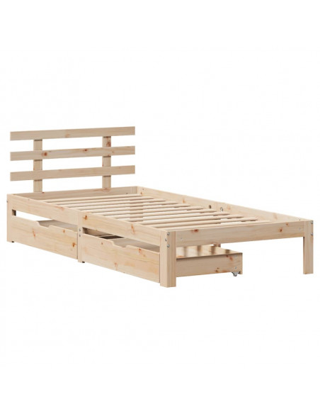 Giroletto con Cassetti 90x200 cm in Legno Massello di Pino