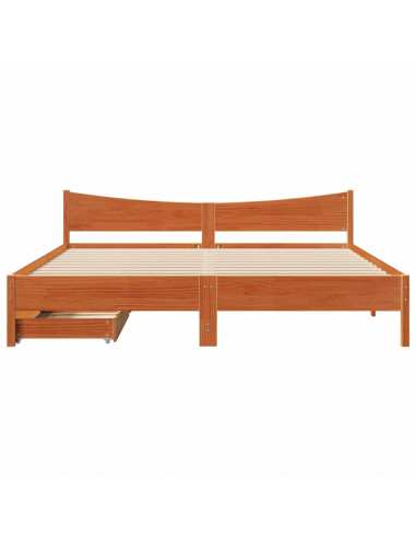 Giroletto con Cassetti Marrone Cera 180x200 Legno Massello Pino