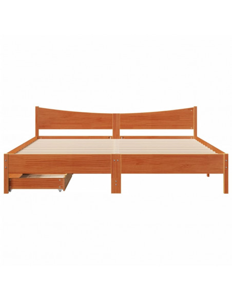 Giroletto con Cassetti Marrone Cera 180x200 Legno Massello Pino