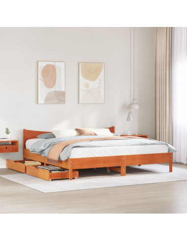 Giroletto con Cassetti Marrone Cera 200x200 cm Massello Pino