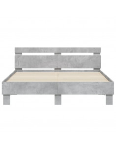 Giroletto con Testiera e LED Grigio Cemento 140x200 cm 2