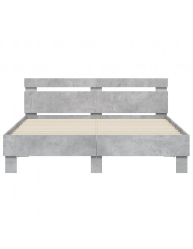 Giroletto con Testiera e LED Grigio Cemento 140x200 cm