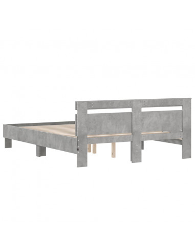 Giroletto con Testiera e LED Grigio Cemento 140x200 cm