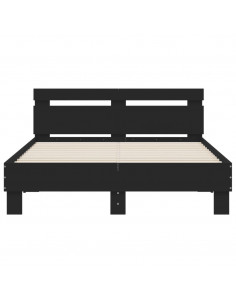 Giroletto con Testiera e LED Nero 120x200 cm 2