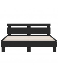 Giroletto con Testiera e LED Nero 140x200 cm 2