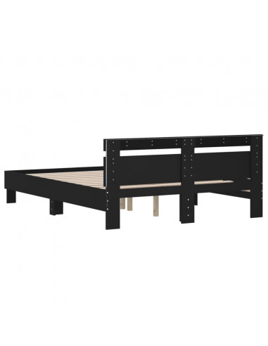 Giroletto con Testiera e LED Nero 140x200 cm