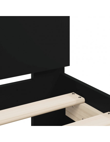 Giroletto con Testiera e LED Nero 90x190 cm