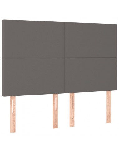 Giroletto con Testiera Grigio 140x200 cm in Similpelle