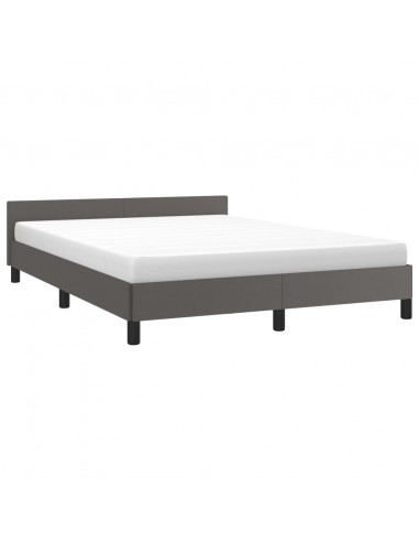 Giroletto con Testiera Grigio 140x200 cm in Similpelle