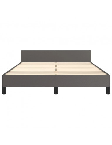 Giroletto con Testiera Grigio 140x200 cm in Similpelle