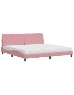Letto con Materasso Rosa 200x200 cm in Velluto