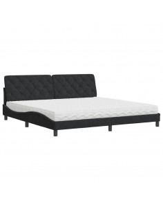Letto con Materasso Nero 200x200 cm in Velluto