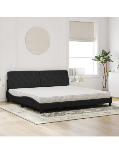 Letto con Materasso Nero 200x200 cm in Velluto