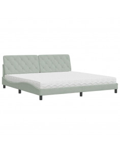 Letto con Materasso Grigio Chiaro 200x200cm Velluto