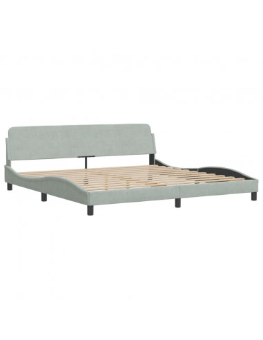 Letto con Materasso Grigio Chiaro 200x200cm Velluto