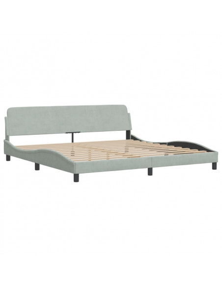 Letto con Materasso Grigio Chiaro 200x200cm Velluto