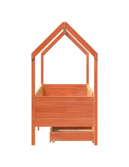 Giroletto per Bambini con Cassetti 80x160cm Legno Massello Pino