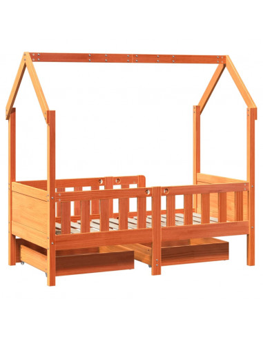 Giroletto per Bambini con Cassetti 80x170cm Legno Massello Pino
