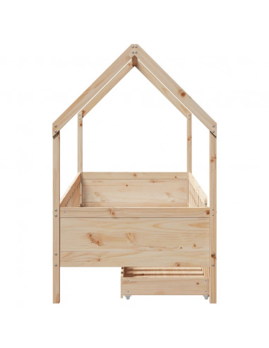 Giroletto per Bambini con Cassetti 90x190cm Legno Massello Pino