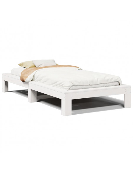 Giroletto senza Materasso Bianco 100x200 cm Legno Massello Pino