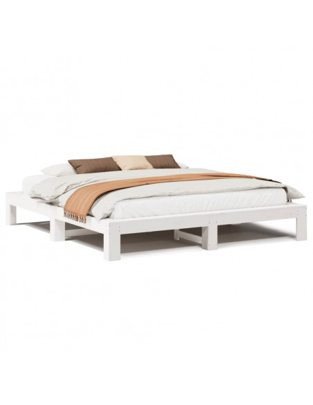 Giroletto senza Materasso Bianco 200x200 cm Legno Massello Pino