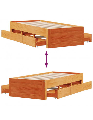 Giroletto senza Materasso con Cassetti Marrone Cera 100x200 cm