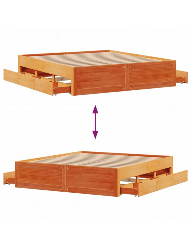 Giroletto senza Materasso con Cassetti Marrone Cera 180x200Pino
