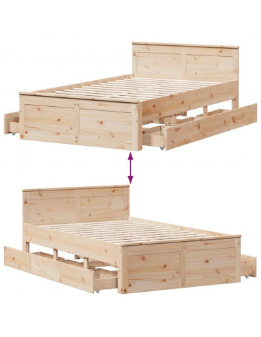 Giroletto senza Materasso con Testata 120x200 cm Massello Pino