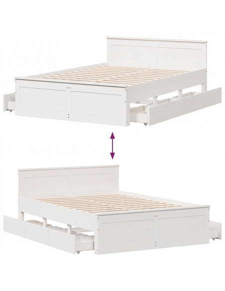 Giroletto senza Materasso con Testata Bianco 140x190 cm Pino