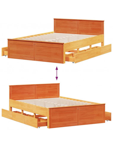 Giroletto senza Materasso con Testata Marrone Cera 160x200 Pino