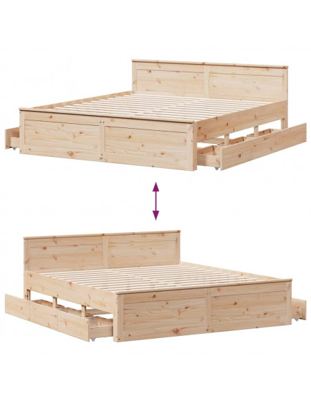 Giroletto senza Materasso con Testiera 200x200 cm Massello Pino