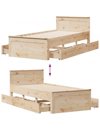 Giroletto senza Materasso con Testiera 90x200 cm Massello Pino