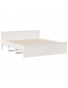 Giroletto senza Materasso con Testiera Bianco 180x200 cm Pino 2