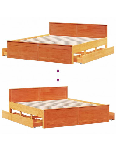 Giroletto senza Materasso con Testiera Marrone Cera 200x200Pino