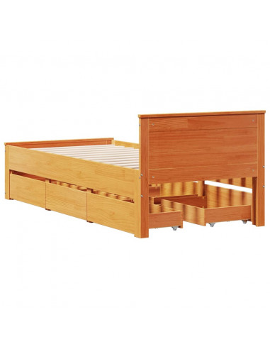 Giroletto senza Materasso con Testiera Marrone Cera 90x190 Pino