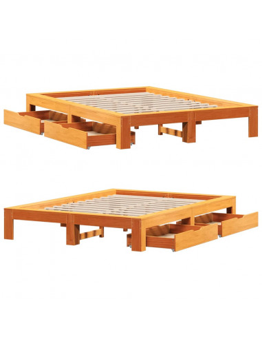 Giroletto senza Materasso Marrone Cera 140x200cm Massello Pino