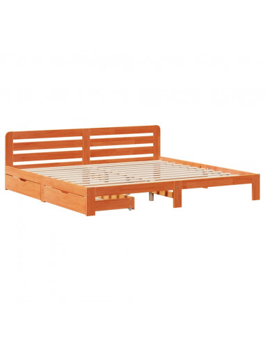 Giroletto senza Materasso Marrone Cera 180x200 cm Legno di Pino