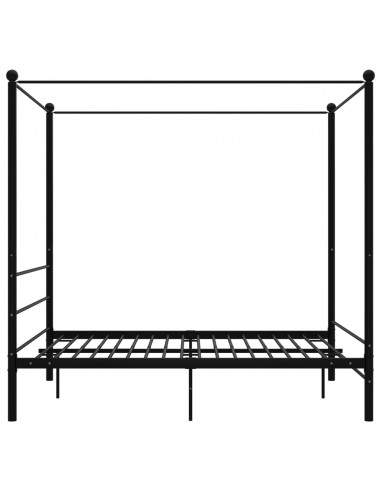 Letto a Baldacchino Nero in Metallo 160x200 cm