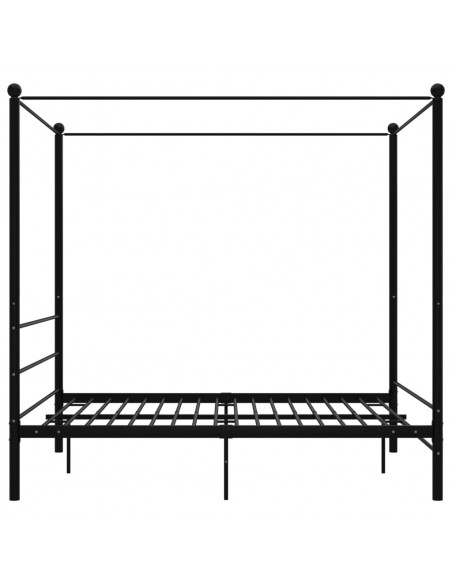 Letto a Baldacchino Nero in Metallo 160x200 cm