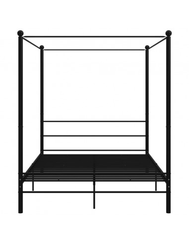 Letto a Baldacchino Nero in Metallo 160x200 cm
