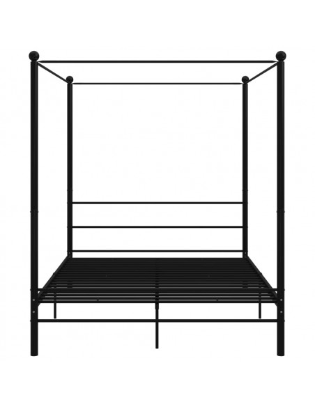 Letto a Baldacchino Nero in Metallo 160x200 cm