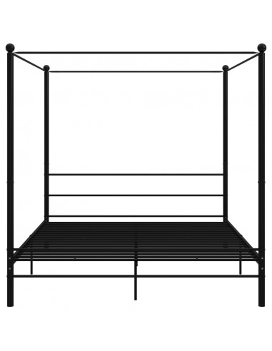 Letto a Baldacchino Nero in Metallo 180x200 cm