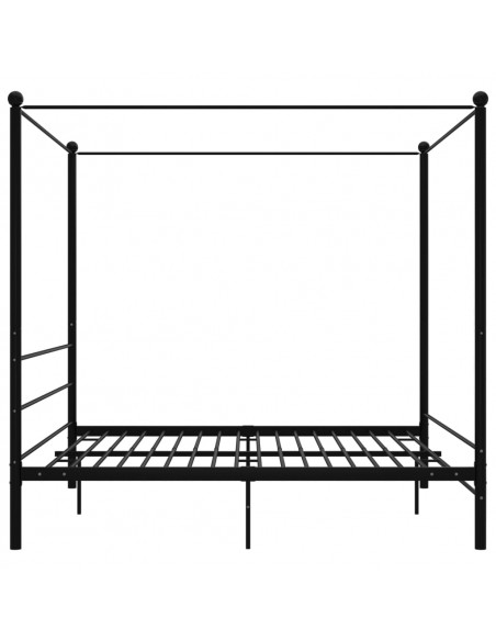 Letto a Baldacchino Nero in Metallo 200x200 cm