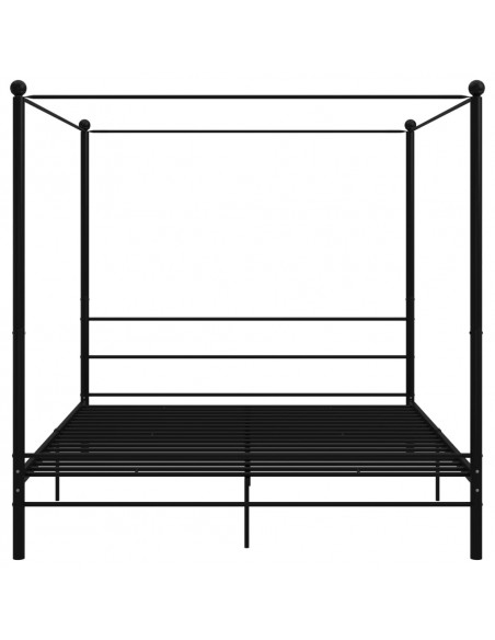 Letto a Baldacchino Nero in Metallo 200x200 cm