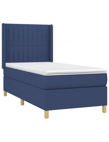 Letto a Molle con Materasso e LED Blu 100x200cm in Tessuto