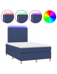 Letto a Molle con Materasso e LED Blu 120x190 cm in Tessuto 2
