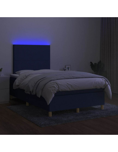 Letto a Molle con Materasso e LED Blu 120x190 cm in Tessuto